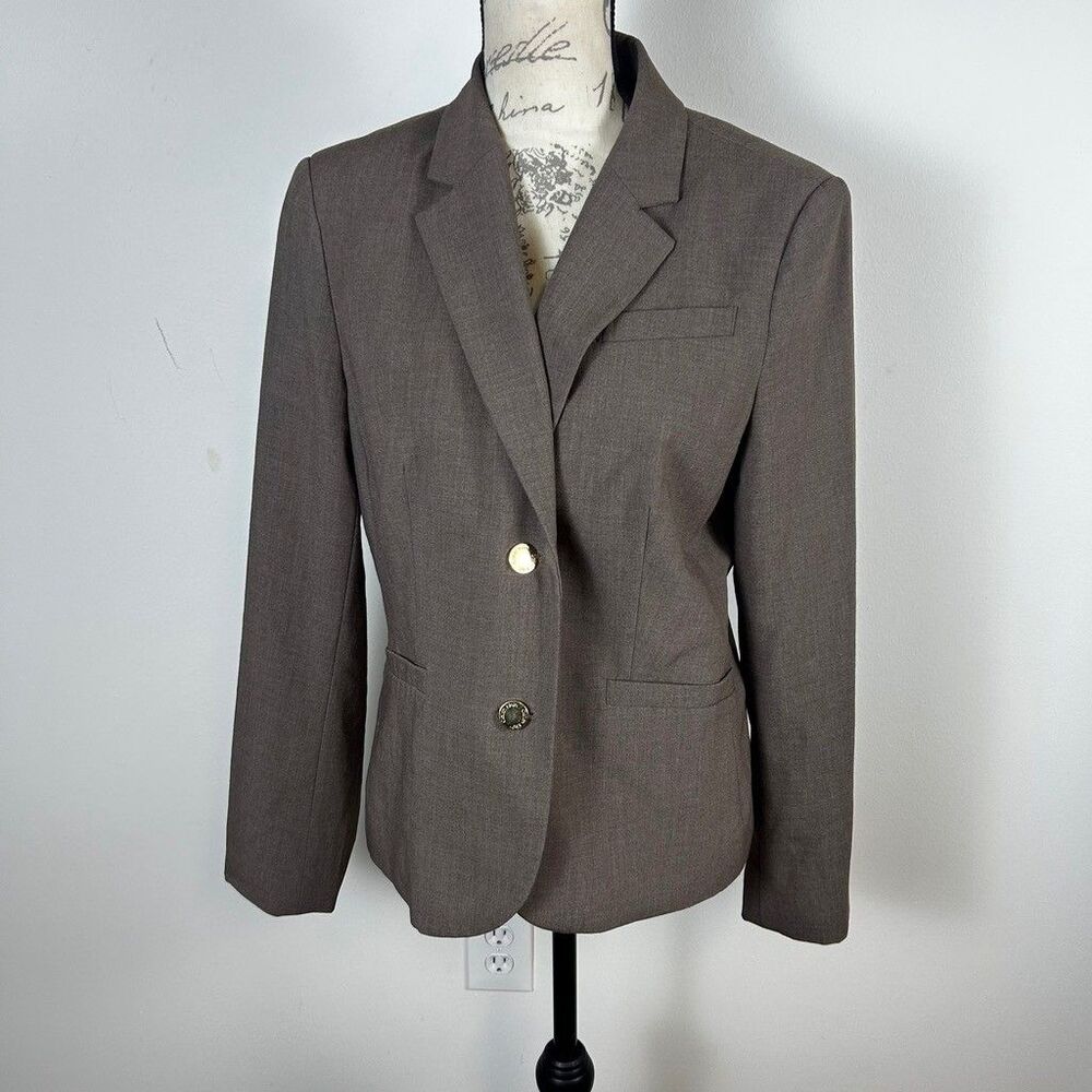 Calvin Klein Blazer Womens 12 Brown Two Button Lined Stretch Suit Jacket